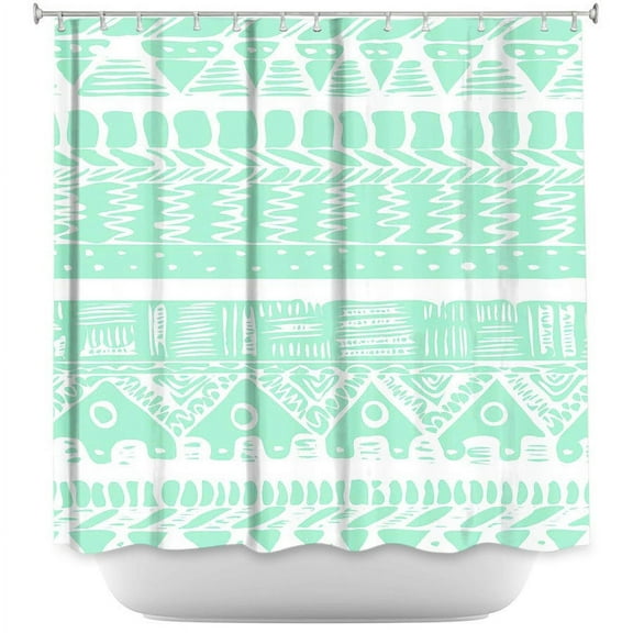 Shower Curtains - DiaNoche Designs - Boho Mint Aztec