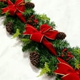 thumbnail image 2 of Christmas Velvet Bow Pine Cone Garland 59 Inch Decorative Rope for Staircase Mantel Holiday Decor(Multicolor), 2 of 6