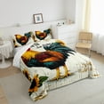 thumbnail image 2 of jejeloiu Orange Sunflower Floral Queen Comforter Set,Rustic Farm Chicken Bedding Sets,Old Wooden Board Bedding Comforter Set,Breathable Bedroom Decorative Reversible,3 Pieces, 2 of 7