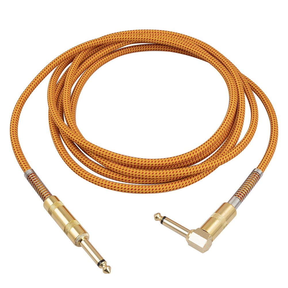 10 Feet Electric Guitar Cable 6.35Mm 14 Inch Right Angle Plug Connect