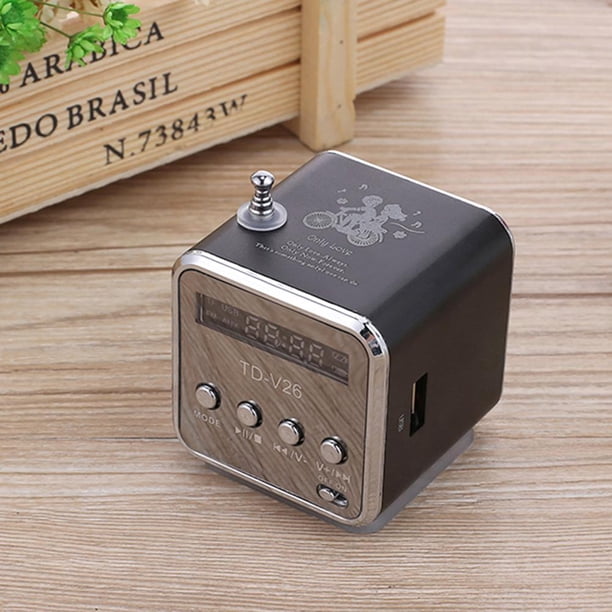 TD-V26 Mini 1,0 pulgadas Radio FM altavoces portátiles digitales con receptor de Radio FM compatible con tarjeta TF U disco para reproductor de música MP3 carga USB Universal Accesorios Electrónicos