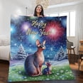 thumbnail image 2 of Happy New Year Sphynx Family Cheer Winter Midnight Firework Quilt Blanket Cat Lover Kitten Owner Gifts Idea Cozy Comforter Throw Blanket - 02025, 2 of 5