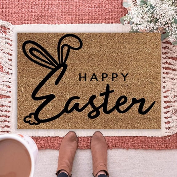 Hewann Non-Slip Door Mat Easter Holiday Welcome Door Mat - Non-Slip Polyester Rug for Indoor & Outdoor Decor, Durable & Water-Absorbent Floor Covering, Gift for Easter Enthusiasts Easter Doormat