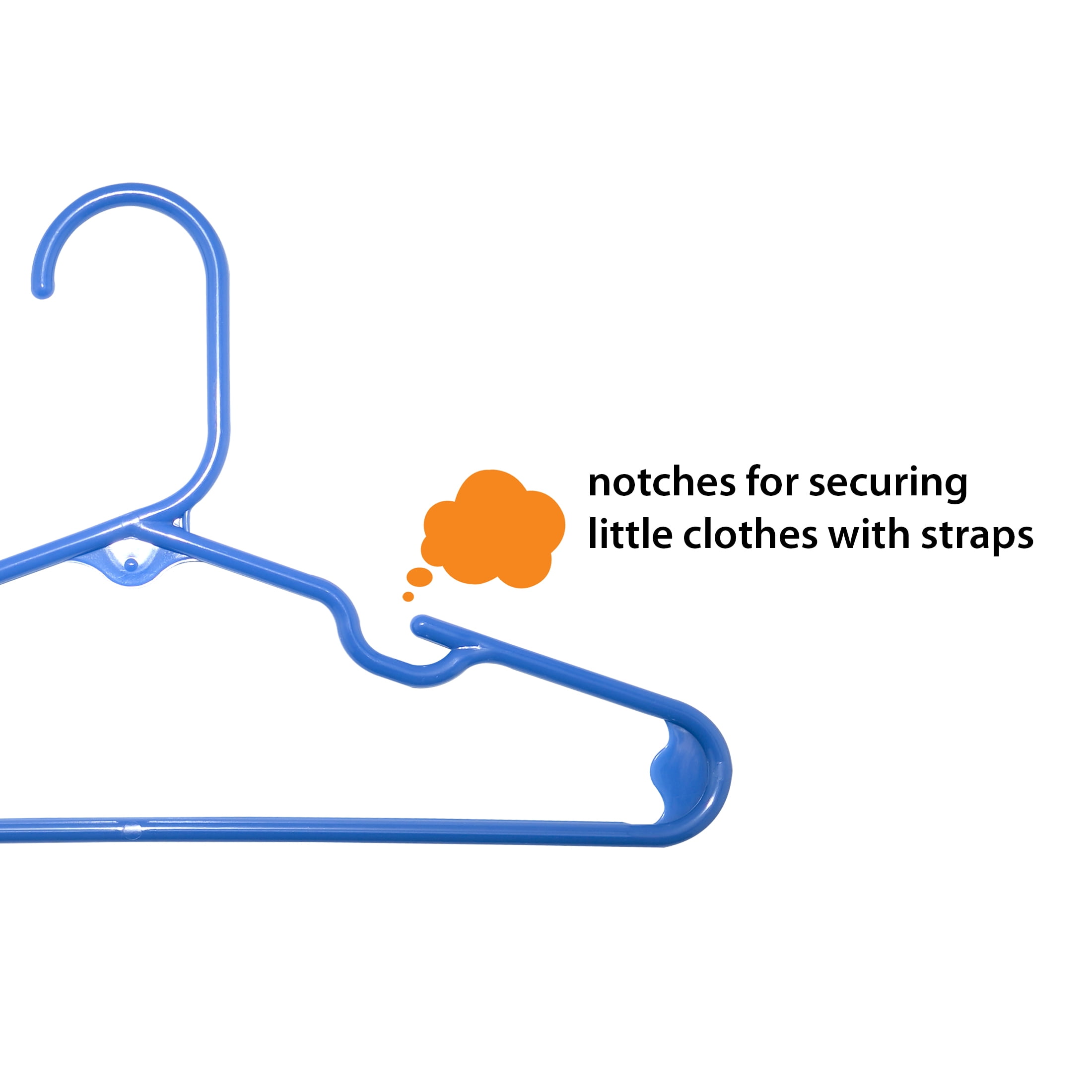Your Zone Children's Clothing Hangers, 10 Pack, Blue, Sizes up to 8,  Durable Plastic 