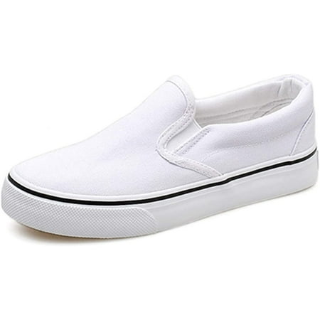 

QWZNDZGR Women Canvas Slip-On Sneakers Soft Walking Shoes Rubber Sole Flat Loafers