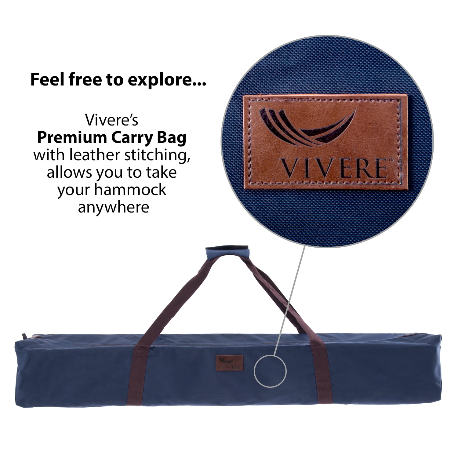 Vivere Double 2-Person Cotton Hammock with Stand and Carry Bag, Denim