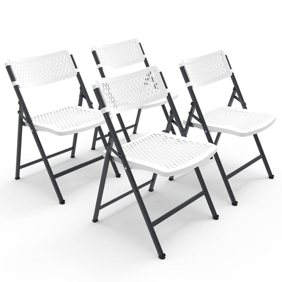 HaiNova 4 Pack Folding Chair, 350 Lb Weight Capacity, Fold chair with Breathable Seat Indoor/Outdoor for Picnic,Races, Parties & Weddings, White