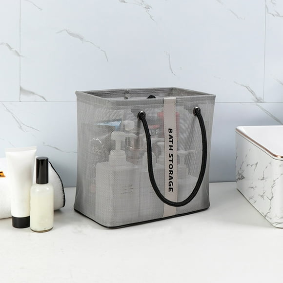Laundry Room Storage Mesh Shower Caddy Bag Bathroom Caddy Organizer Portable Hanging Caddy Bag for Camping Gym Gray