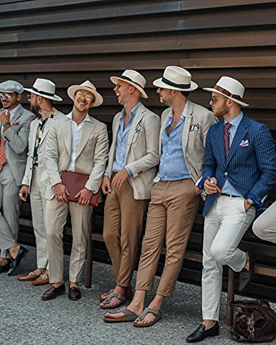 Men Summer Beach Sun Hat Straw Fedora 