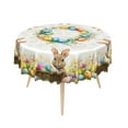 thumbnail image 6 of Lfeey Spring Easter Round Tablecloth, with Rabbit Easter Eggs, Waterproof Wrinkle Resistant Table Cover, 70 inch, 6 of 8