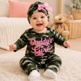 thumbnail image 7 of Mnyotv Daddy's Baby Girls Embroidered Romper Long Sleeve Jumpsuits with Bow Infants Hats Newborn Clothes Size 18M, 7 of 7