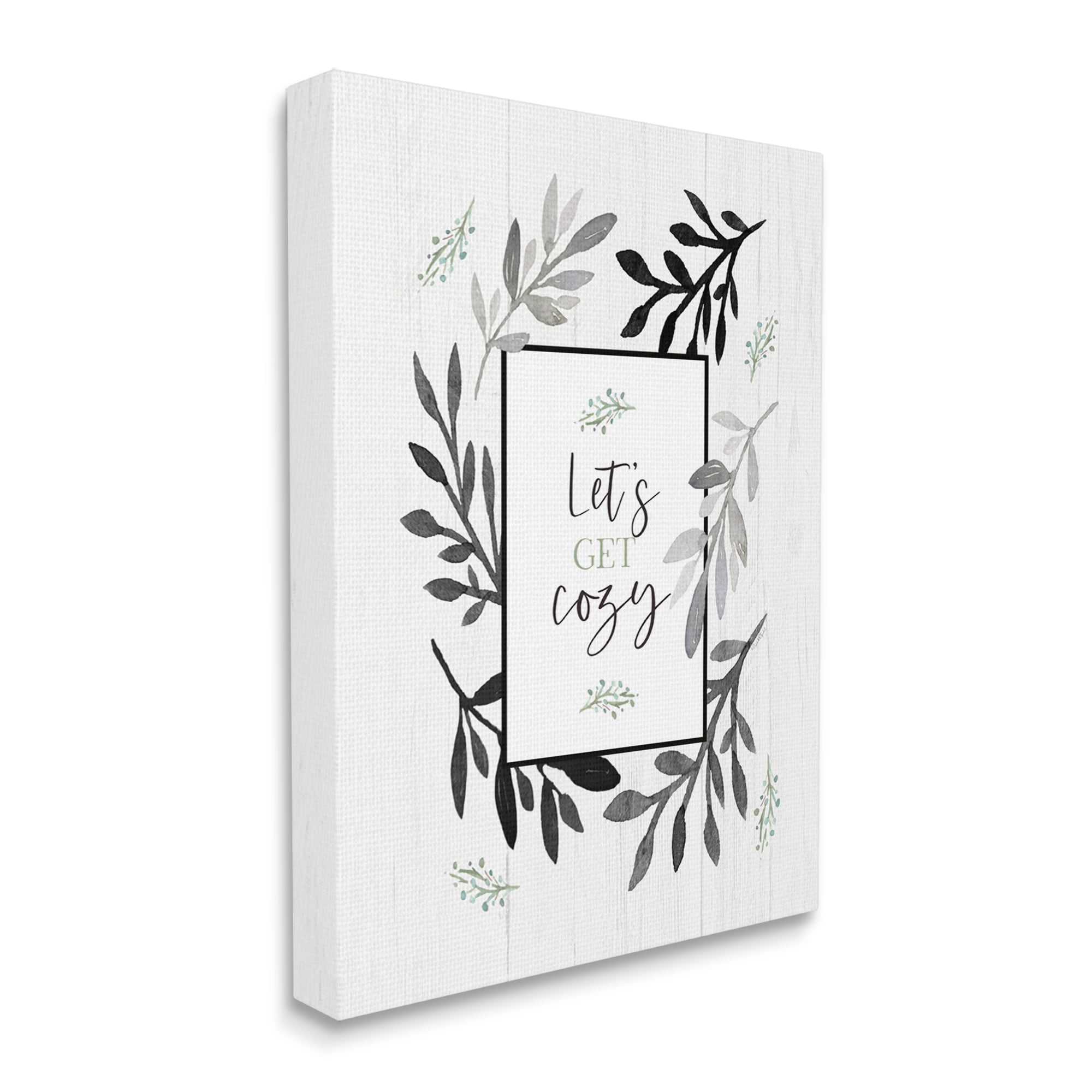 Stupell Industries Lets Get Cozy Geometric Frame Twig Foliage Ornament,36 x 48, Design by Elizabeth Tyndall