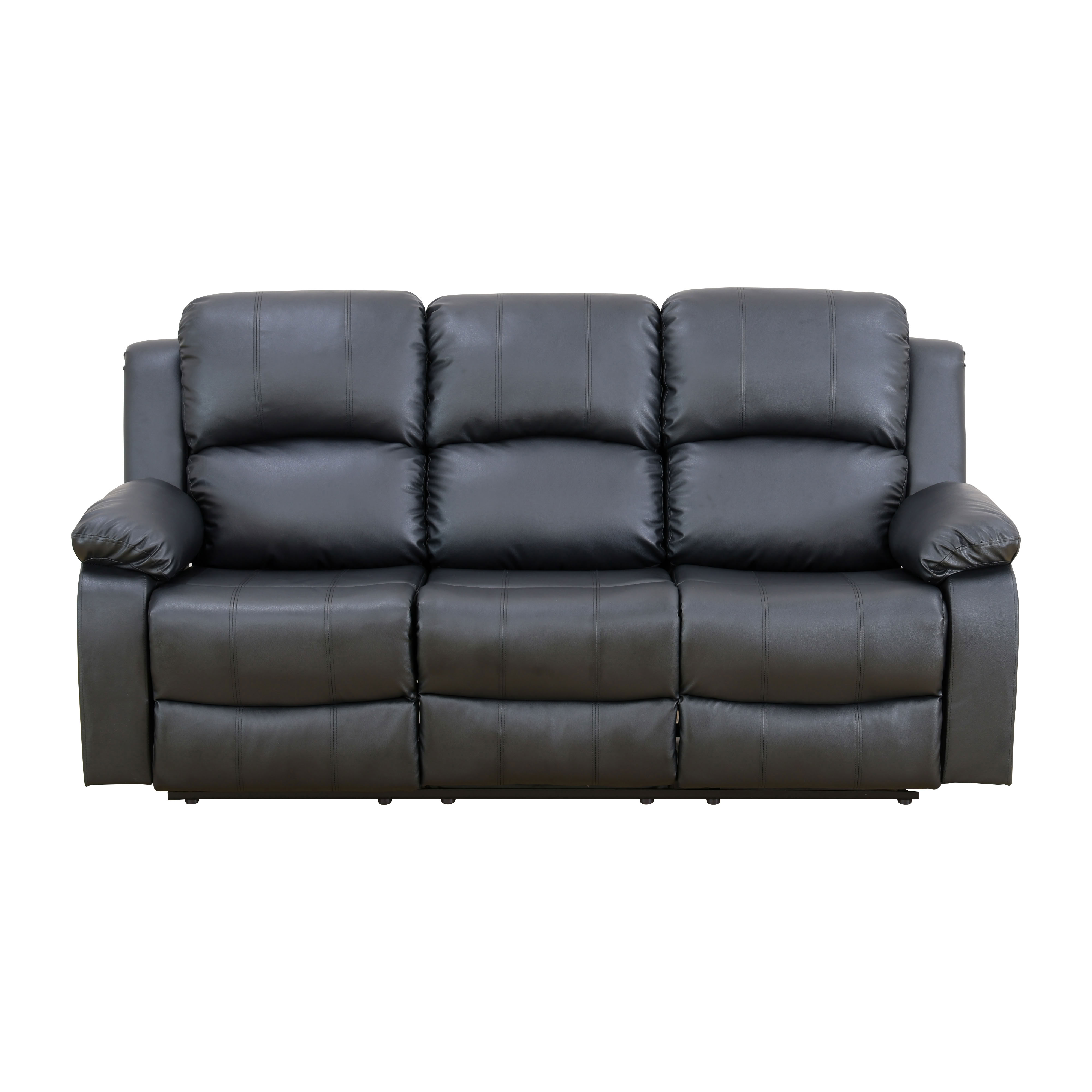 MAYEERTY 3-Seater Recliner Sofa with Breathing Leather for Family Living Rooms