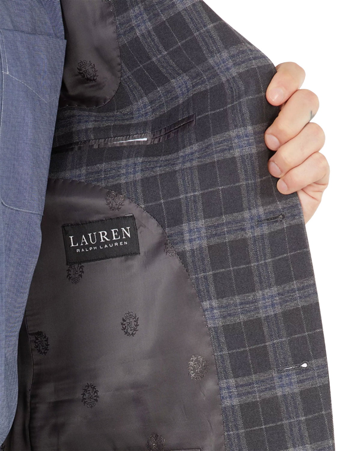 Lauren Ralph Lauren Mens Classic-Fit Windowpane Sport Coat 42 Long Grey -  NWT