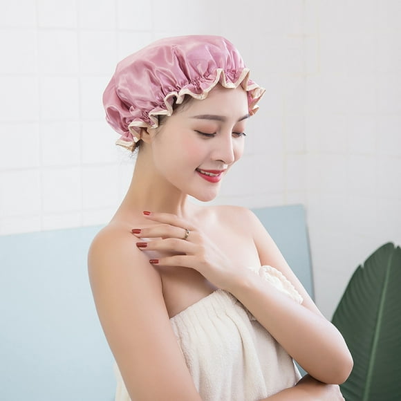 10Pcs Double Layer Shower Cap, Cagogo Shower Cap, Double Layer Waterproof Shower Cap for Women, Thickened Shampoo Cap, Oil Resistant Reusable Bath Cap for Home Gym Travel Swimming