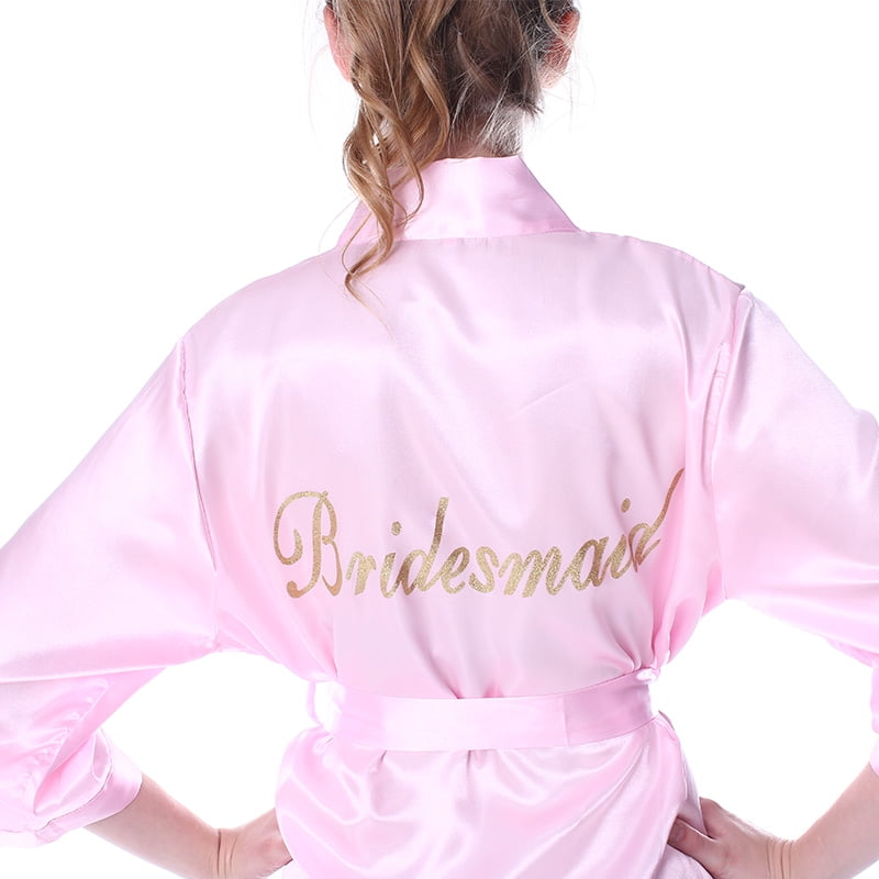 Mr & Mrs Right Bridesmaid Satin Kimono Robes for Wedding Party,Glitter