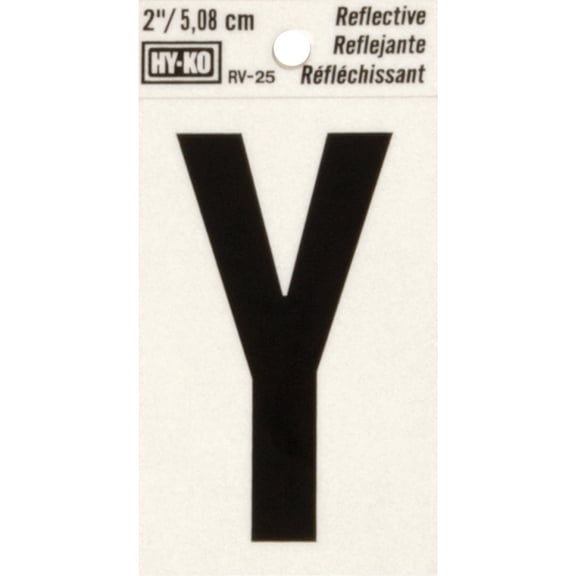 Hy-Ko RV-25/Y Vinyl Self-Stick Reflective with Letter Y, 2", Black