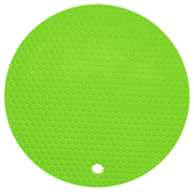 Estera de forma redonda, mantel individual de silicona espesado de grado alimenticio, almohadilla aislante, estera para horno microondas, verde