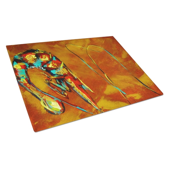 Caroline's Treasures Caramel Corn Shrimp Glass Cutting Board Large
