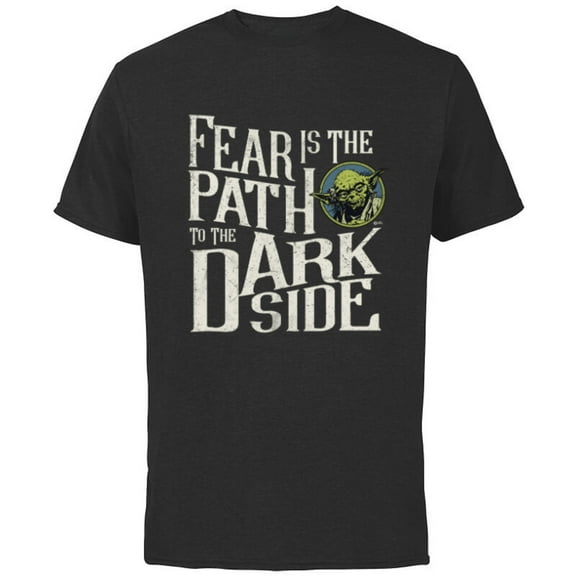Star Wars Yoda Quote Fear is the Path to the Dark Side - Short Sleeve Cotton T-Shirt for Adults - Customized-Black