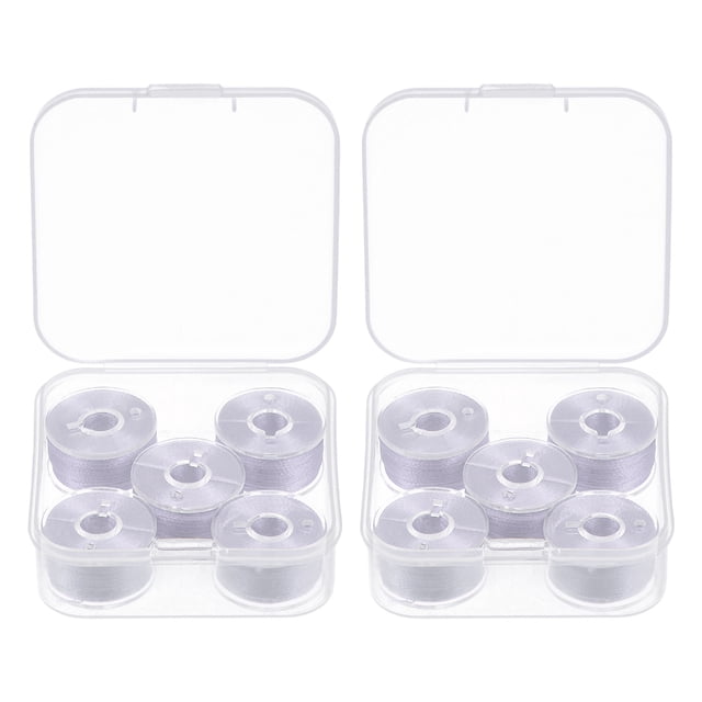 2 Juegos Prebobinado Bobina Hilo con Almacenamiento Plástico Estuche para Bordado y Coser Máquina, Plateado Tono