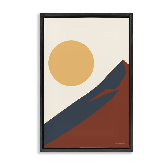 Stupell Industries Boho Mountain Peak & Sun Landscape & Nature Painting Black Floater Framed Canvas Art Print Wall Art, 17 x 25