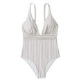 thumbnail image 4 of Utoimkio One Piece Bathing Suits for Women Women's One Piece Swimsuit V Neck Backless Swimsuit Striped One Piece Swimsuit Bikini, 4 of 9