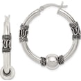 thumbnail image 1 of Sterling Silver Antiqued Hoop Earrings (33 X 33) Made In India qe6861, 1 of 6