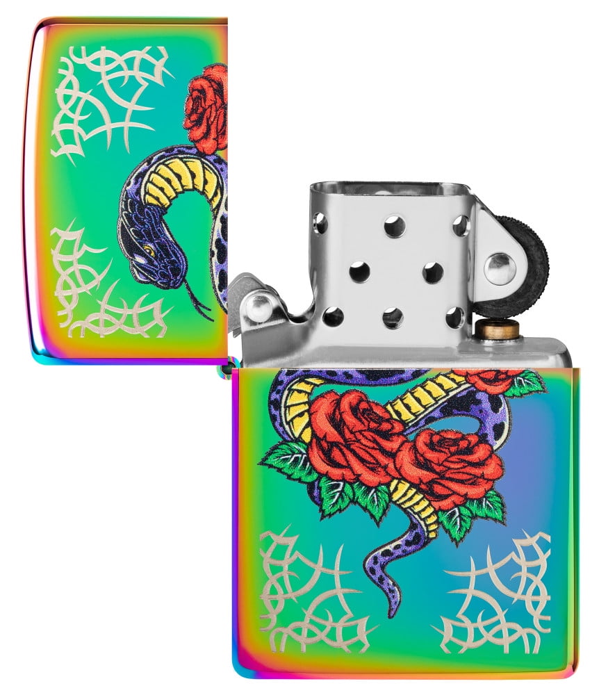 Zippo Lighter: Snake with Roses - Multi Color 48395