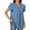 Blue, variant on hotojiny Work Tops for Women Dressy Casual Short Sleeve Business Shirts Fashion Solid Color Notch V Neck Flowy Office Blouse