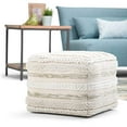 thumbnail image 2 of SIMPLIHOME Sommer Square Pouf, Footstool, Upholstered in Natural Handloom Woven Cotton Pattern, for the Living Room, Bedroom and Kids Room, Boho, Contemporary, Modern, 2 of 5