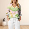 thumbnail image 2 of QASIEATN Women's Shirts 3/4 Sleeve Womens Tops Butterfly Casual Shirts Blouse Tops for Women, 2 of 5
