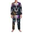 thumbnail image 3 of Sikiie Modern Abstract Colorful Skull Mens Pajama Set, Soft Warm Long Sleeve Sleepwear, Cozy Button-Down Pjs for Men-X-Large, 3 of 7