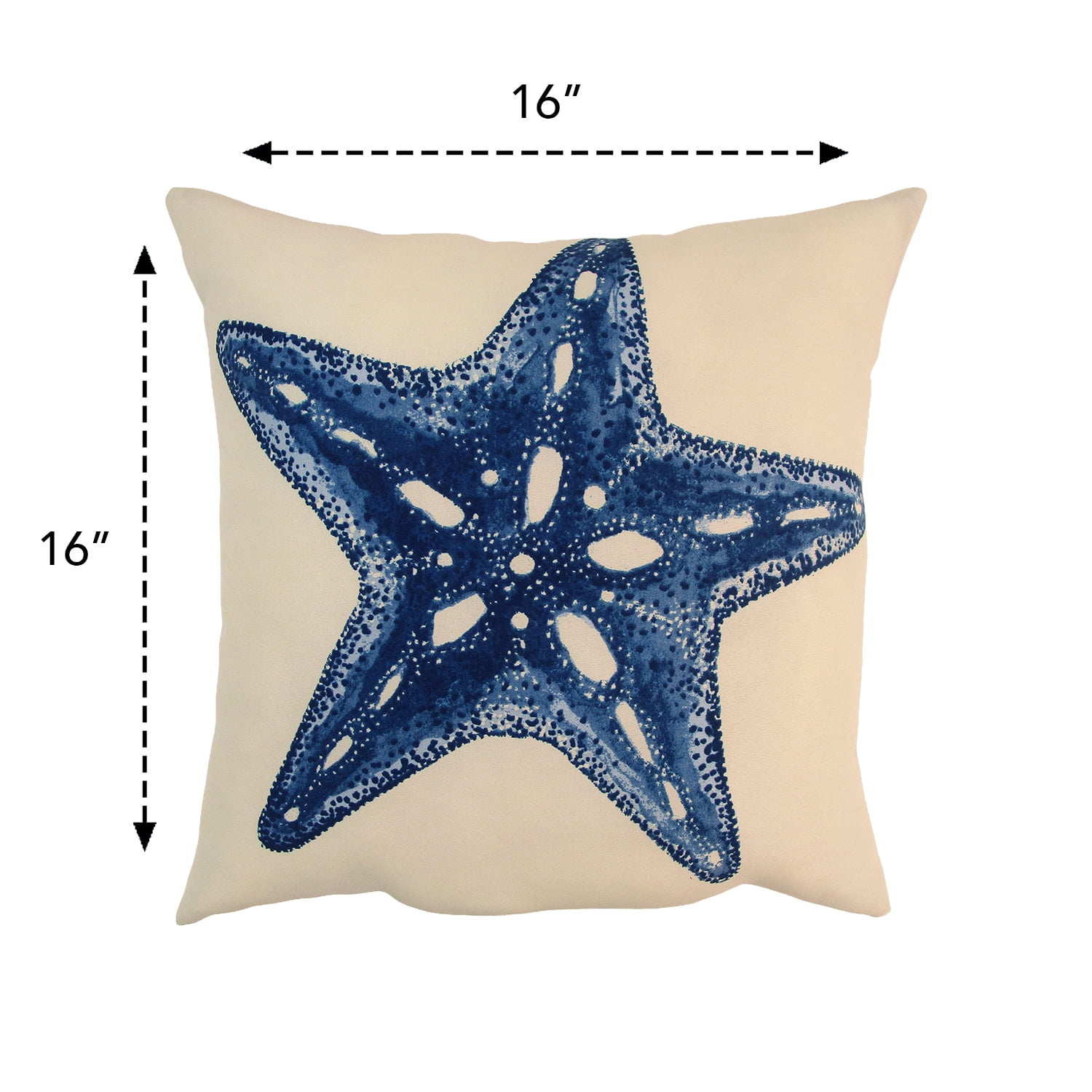 Mainstays 16" x 16" Reversible Decorative Outdoor Throw Pillow, Blue Starfish