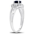 thumbnail image 4 of Sterling Silver Womens Round Synthetic Blue Sapphire Solitaire Diamond Ring 5/8 Cttw, 4 of 4