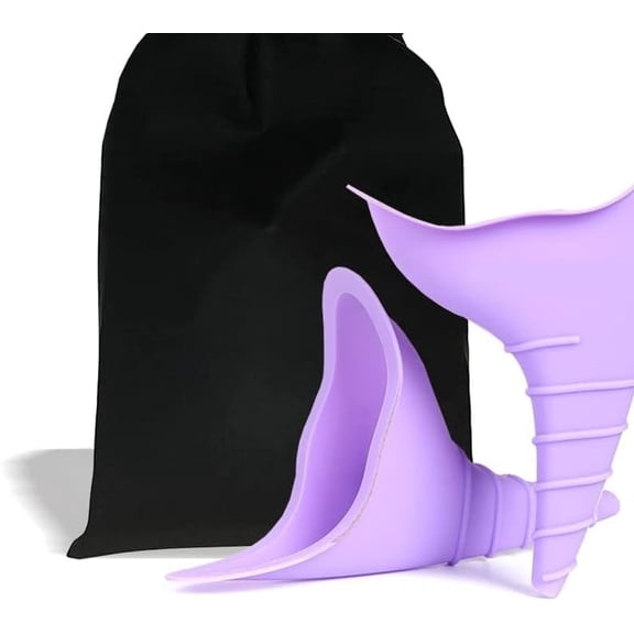 Travel Female Urination Device - Reusable Silicone Portable Urinal Pee Funnel with Discreet Carry Bag