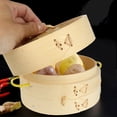thumbnail image 4 of 2pcs Handmade Bamboo Steamer Kitchen Food Steamer with Lid Cooking Tool (15CM), 4 of 8
