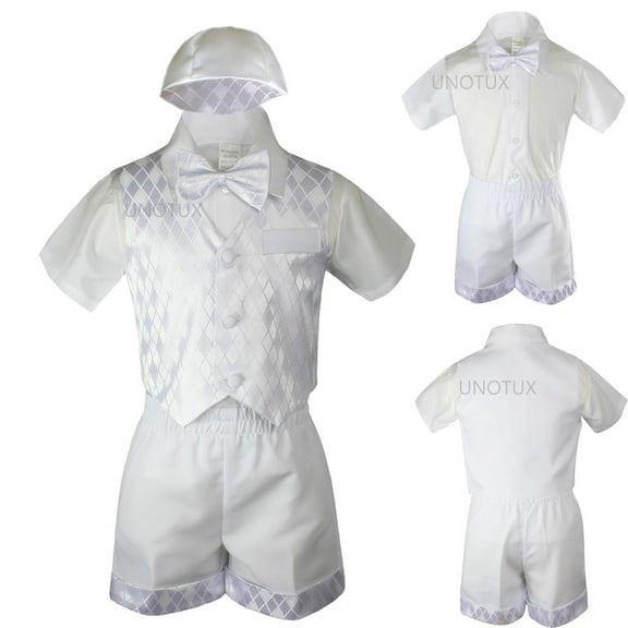 Baby Toddler Baptism Formal Vest Shorts Hat 5pc Set White Synagogue sz 0M to 4T