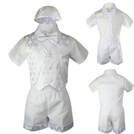 

Baby Toddler Baptism Formal Vest Shorts Hat 5pc Set White Synagogue sz 0M to 4T