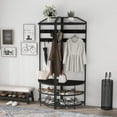 thumbnail image 4 of Litake Corner Coat Rack with Storage, Simple Hall Tree with Mesh Shelves, Anti-Toppling Devices, Freestanding Metal Clothes Rack Shoes Shelf Organizer for Entryway Bedroom Black, 4 of 4