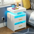 thumbnail image 2 of Dextrus White LED Nightstand Nightstand 2 Drawers Bedside End Table with Wireless Charging Station for Bedroom, Set of 2, 2 of 8