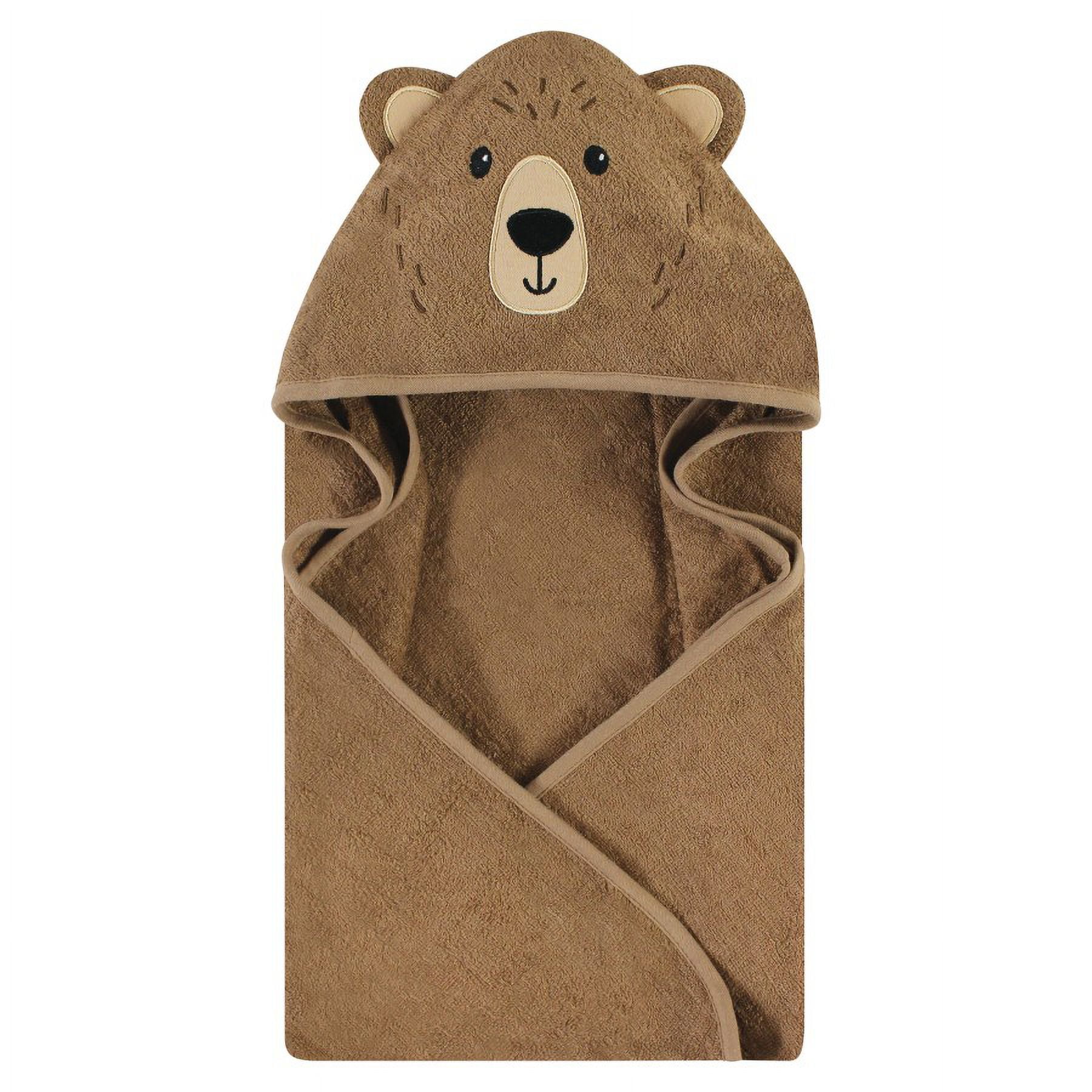 Hudson Baby Cotton Animal Face Hooded Towel, Brown Bear 2-Pack, One Size