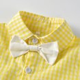 thumbnail image 4 of Odeerbi Toddler Two-piece Set Boys Girls Summer Formal Suit Gentleman School Uniform Suit Bow Tie Plaid T-Shirt Suspender Shorts Outfits Baby Clothes Yellow, 4 of 9