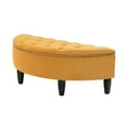 thumbnail image 5 of 43.3 Inch Storage Bench, Modern Upholstered Bed End Chair with Button Tufted Seat Cushion and Wood Legs, Curved Storage Ottoman for Living Room Bedroom, Yellow, 5 of 7