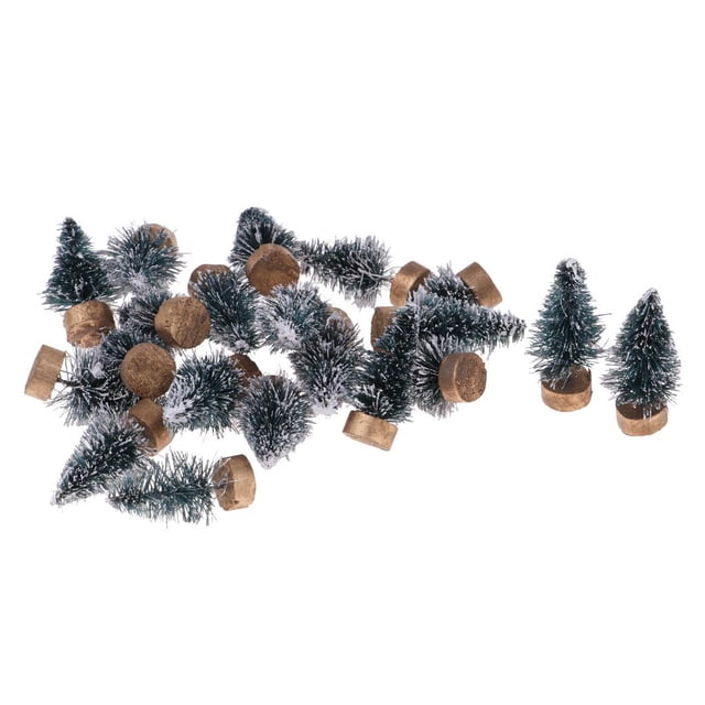 20 piezas accesori delicadas decoración de navidad árbol de navidad, caja de habitación sustr bricoje decoración del f - hugo dollhouse christmas tree Conjunto de 20 árboles de Navidad en miniatura multicolor, vista frontal centrada; árboles cónicos de fibra tipo cepillo con efecto de nieve en las puntas y base cilíndrica dorada, alturas aprox. 3.5–4.3 cm y anchos 1.5–2 cm sobre fondo blanco, para casas de muñecas 1:12 y dioramas; también adecuados como accesorios de fotografía.