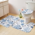 thumbnail image 4 of Summer Ocean Bathroom Rugs Set Blue Grey Coral Shell Marine Life Coastal Non Slip Absorbent Soft Bath Mats 3 Piece Set with Bathroom Rug, U-Shaped Floor Mat, Toilet Seat Cover Small Size, 4 of 9