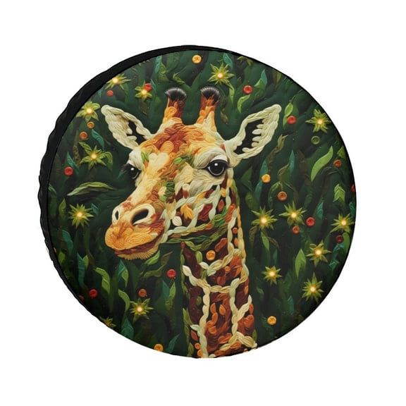 Heavy Duty Spare Tire Cover Christmas Giraffe Protectors Weatherproof Dust-Proof Cute Animal Giraffe Tire Cover Universal Fit for Trailer SUV Truck Camper Travel Trailer 12inch