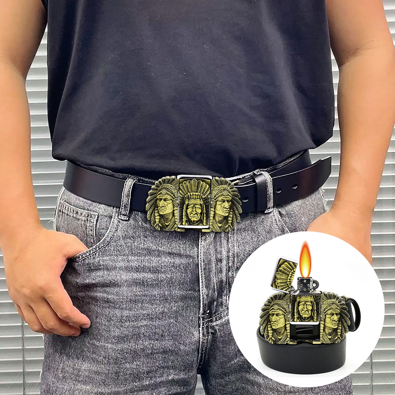 cigarette lighter belt buckle casino lovers Dual Dragons Silver Lighter Belt