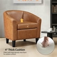 thumbnail image 3 of Yaheetech Modern Faux Leather Barrel Chairs with Curved Armrests, Set of 2, Brown, 3 of 7