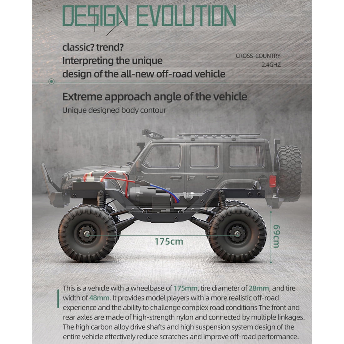 All-Terrain RC Rock Crawler Car, 1/16 Scale 2.4G Full-Proportional 4WD RC Climbing Car with LED Lights, Long Playtime, Collectible Gift for Adults (RTR Version)